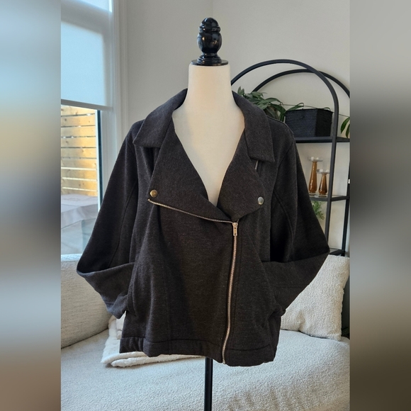 Women's Charcoal Bomber Thick Cottony Jacket - Picture 4 of 4